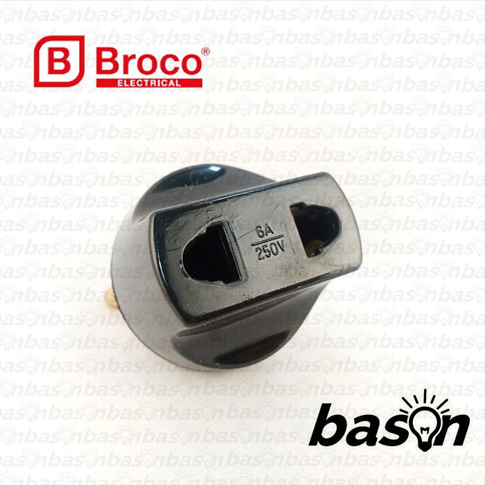 BROCO 844 STD Conversion Plug 6A 250V Black - Konverter Colokan