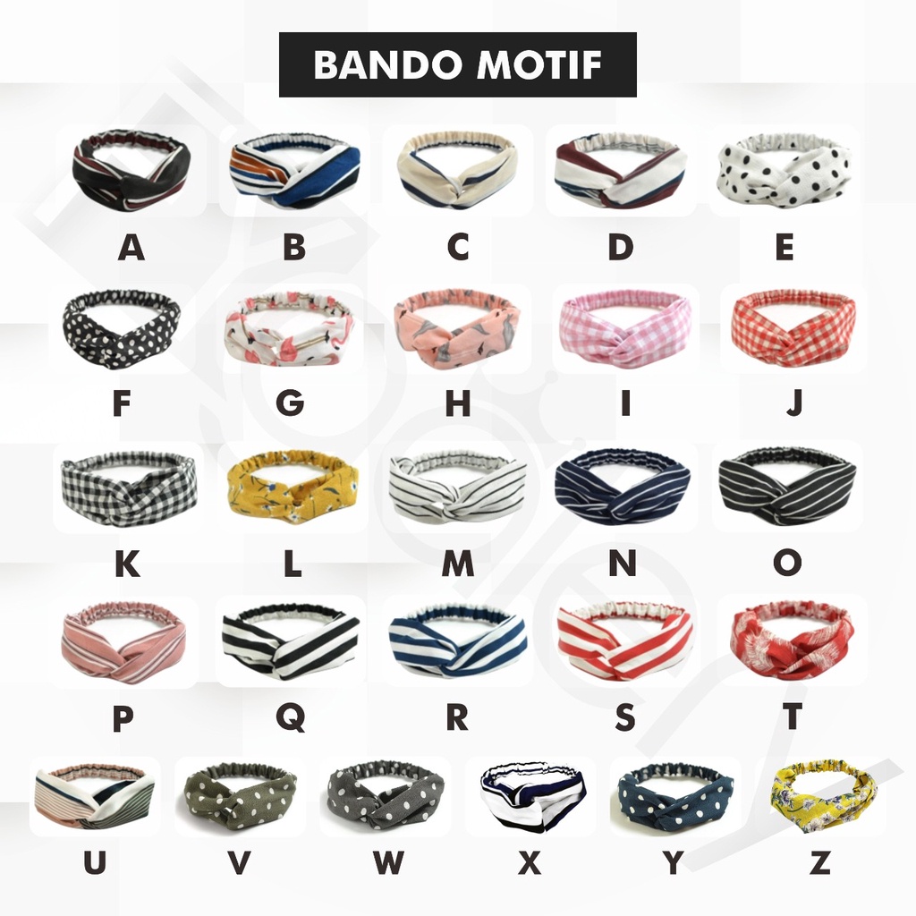 MOGYMOGY  Bando Motif Wanita Korea Headband Bandana Simpul Cewek Fashion