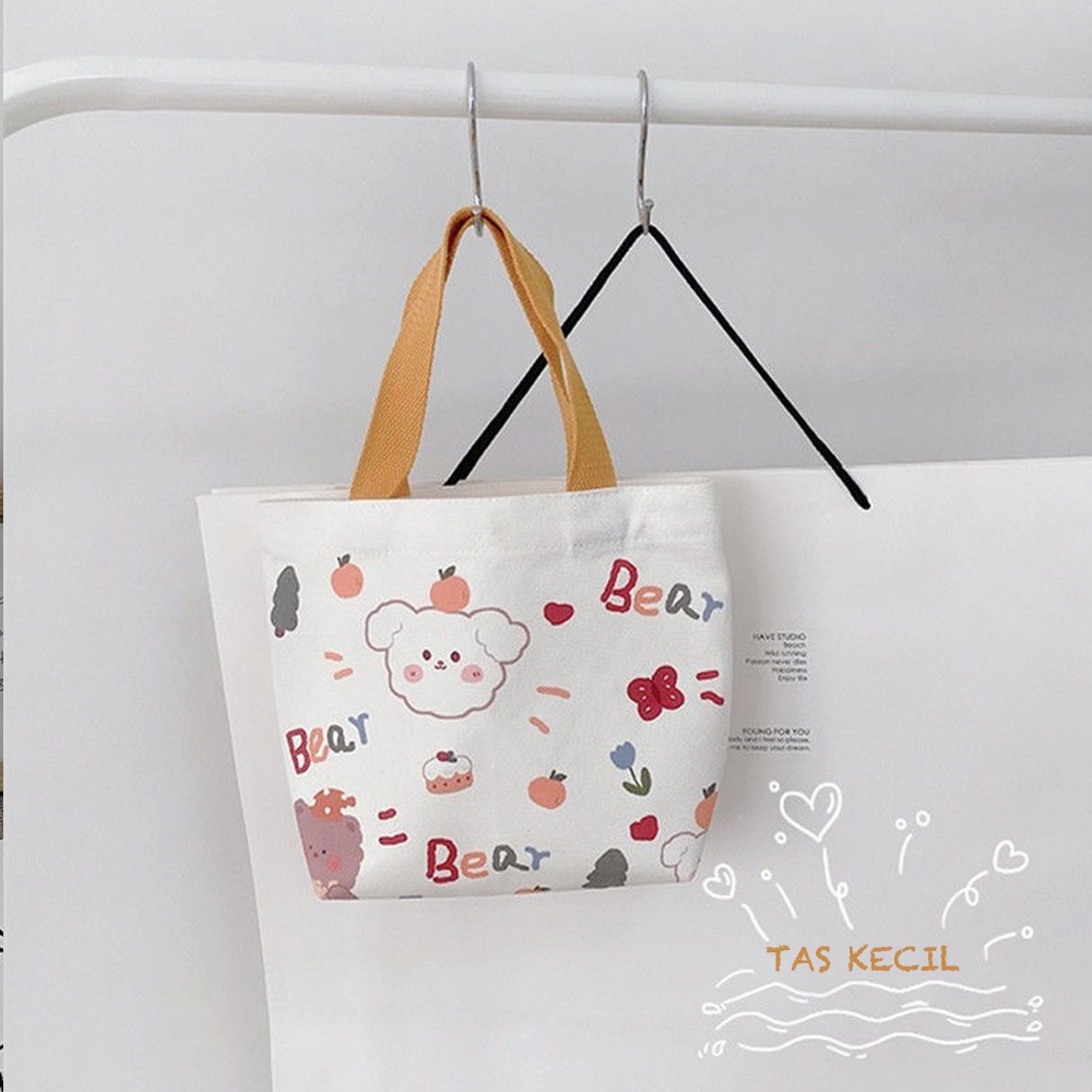 Mini Handbag Tas Tote Kanvas Jinjing Wanita Korean Style Tote Bag Handbag Kecil Tas Makeup Canvas Tempat Kosmetik Tas Totebag Bekal Kanvas Mini Bag Lunch Canvas Tas Wanita