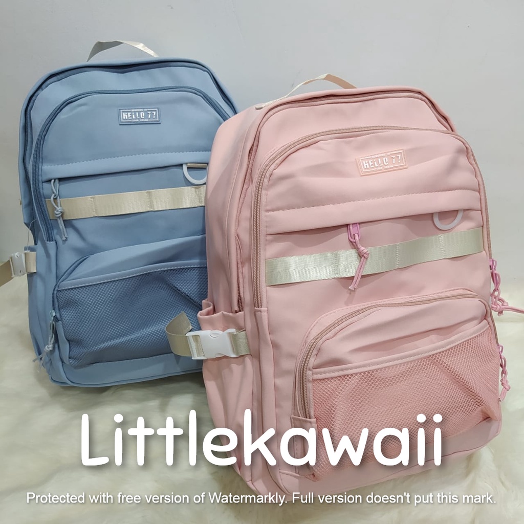 LK/Tas Ransel Laptop Backpack Fashion Anak Remaja Dewasa Kantong Jaring Gesper Hello77 Import