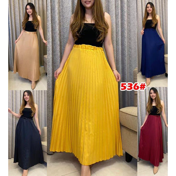 Vanesha Margaretta - 536#Rok plisket wanita bahan saten // rok wanita plisket