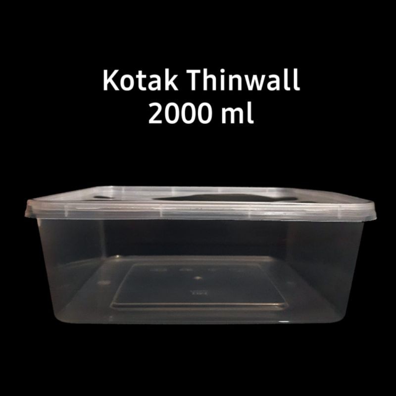 Kotak Thinwall Plastik ukuran 2000 ml Isi 25 Pcs/ Kotak Plastik 2000 ml/ Kotak Makan/ Kotak Thinwall
