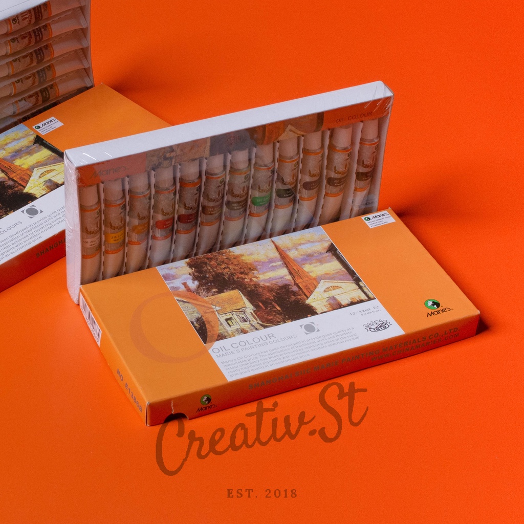 

MARIES Cat Minyak / Oil MARIES 12 Warna 1386B Set Paint Lukis Oil Painting