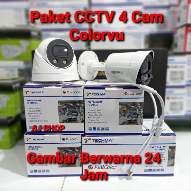 Paket CCTV Colorvu 4 Kamera Full HD Komplit Full Color 4 Cam 4CH