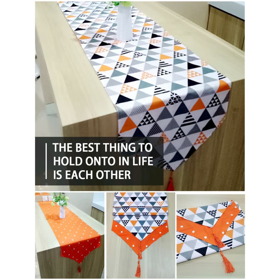 Taplak Meja Table Runner 2in1 Triangle Orange 35 X 120 Cm Shopee Indonesia