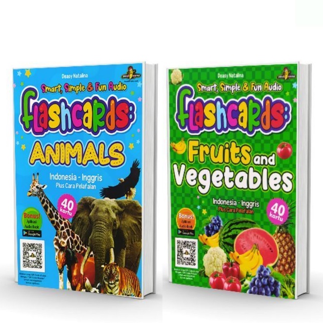 FLASHCARD SMART SIMPLE & FUN AUDIO ANIMALS DAN FRUTIS VEGETABLE