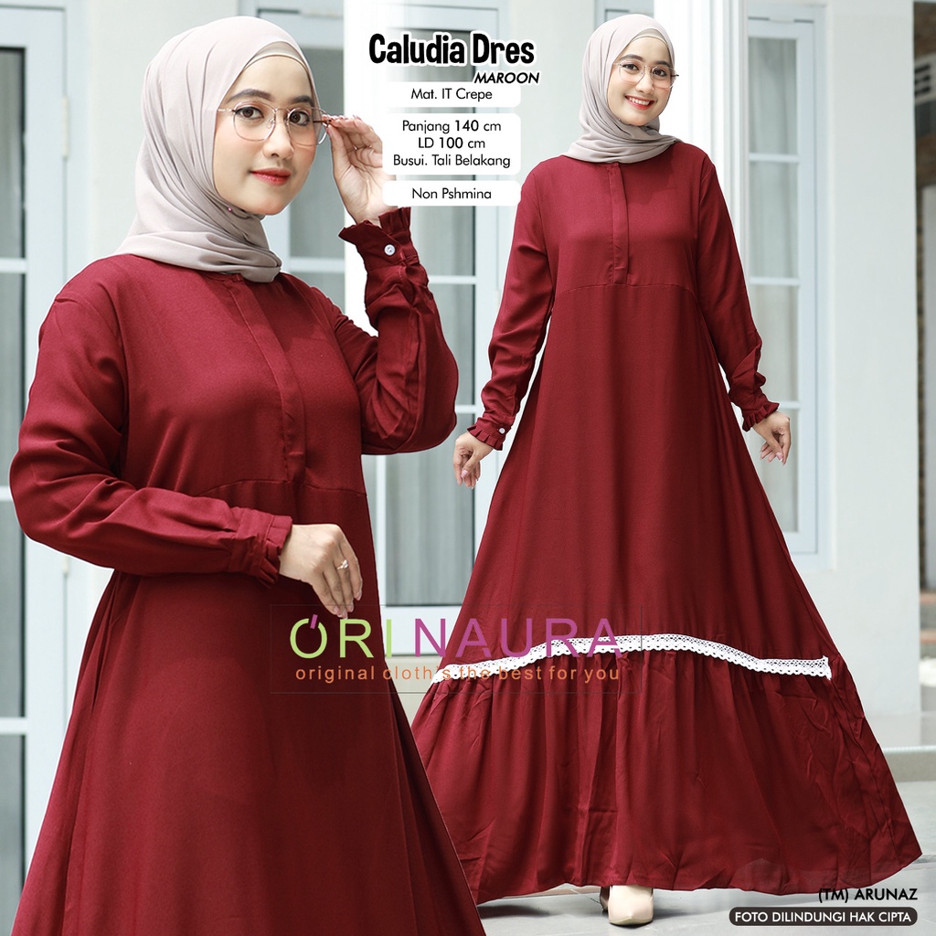 CLAUDIA DRESS ORINAURA GAMIS CLAUDIA BAHAN CREPE