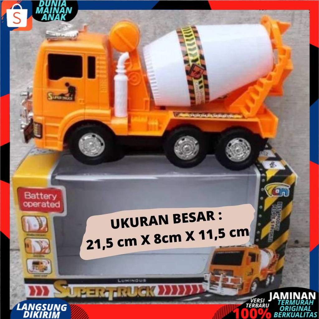 Mainan Mobil Mobilan Truk Molen Ukuran Besar Bump Go -Mixer Truck Mobil Baterai Anak Edukatif Murah