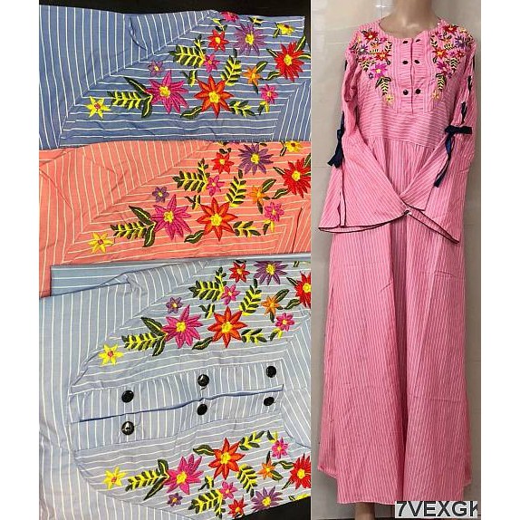 gamis katun salur ZARA import / dress katun salur ZARA import