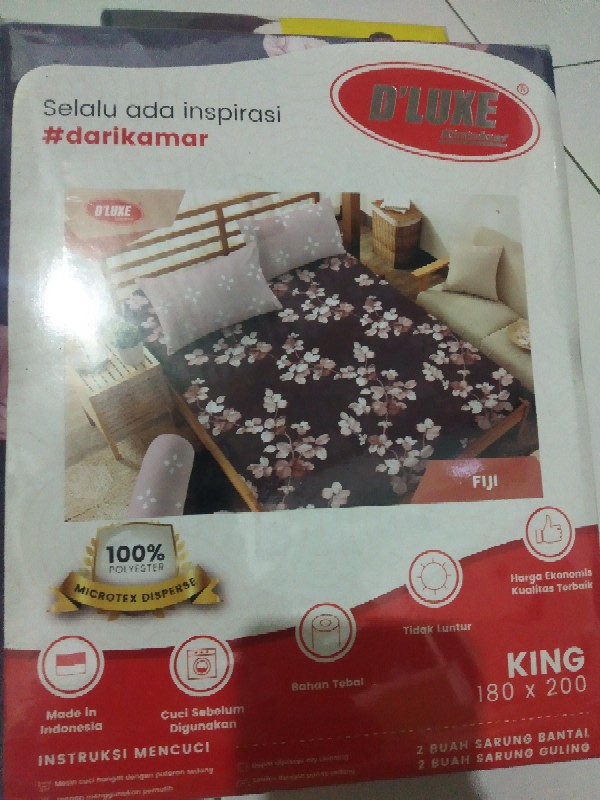 Sprei Kintakun Dluxe Uk. King (180x200)cm Dan Uk. Queen (160x200)cm Motif Bunga Artistik