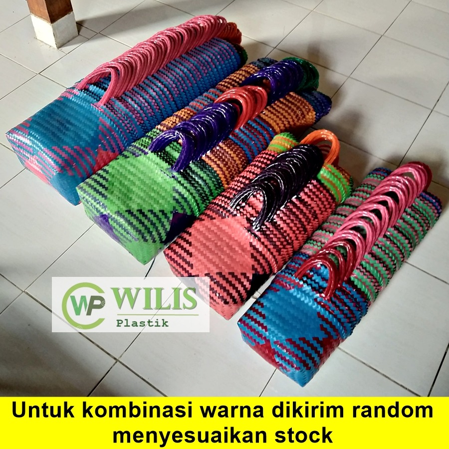 Tas Anyaman Plastik Kaca Jumbo (L) / Tas Anyam  Keranjang Belanja / Tas Bingkisan Hampers Parcel