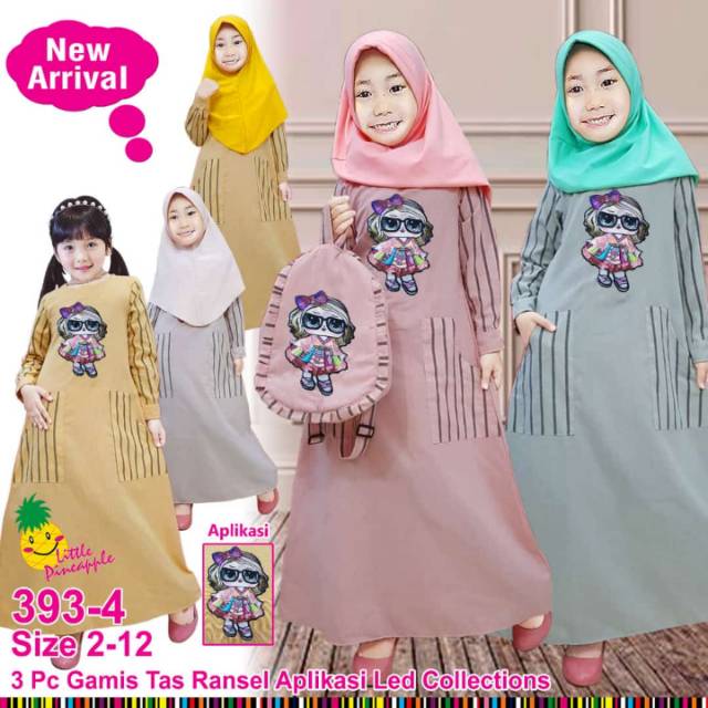 Gamis tas ransel aplikasi led ori by little pineapple