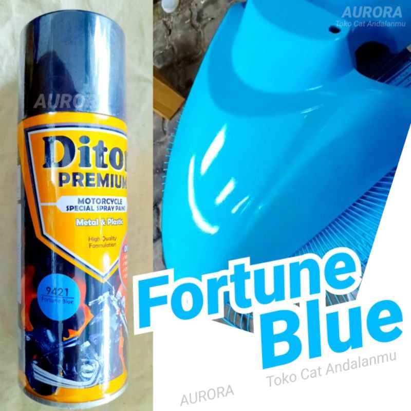 Cat Pilok Diton Premium 9421 Fortune Blue 400ml Fortun Biru Laut Cerah Mengkilap Cat Mobil Sepeda Mo