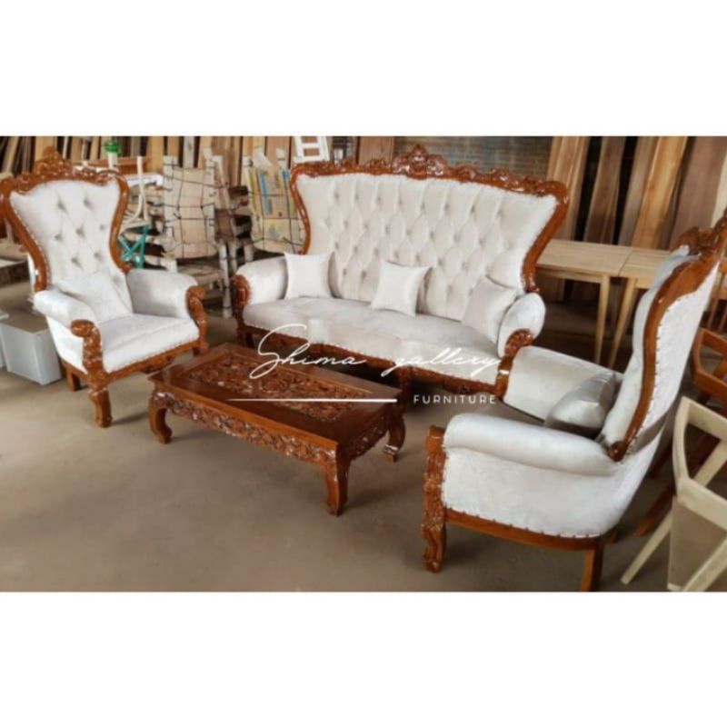 Set kursi tamu syahrini pendek / Kursi tamu ukiran kayu jati / Kursi tamu mewah