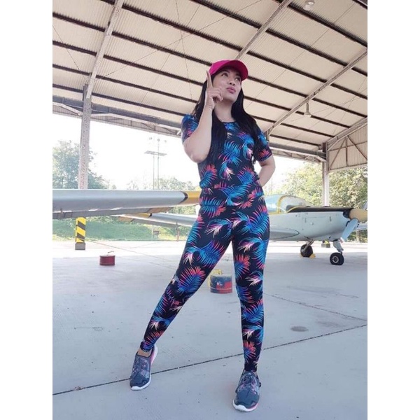 BAJU SENAM SXB SPORT SXB TROPICAL LEAVES short sleeve and jogger