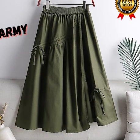 Best Price--DANIELA SKIRT - Rok serut bahan linen/bawahan wanita/rok wanita plisket/rok wanita panja