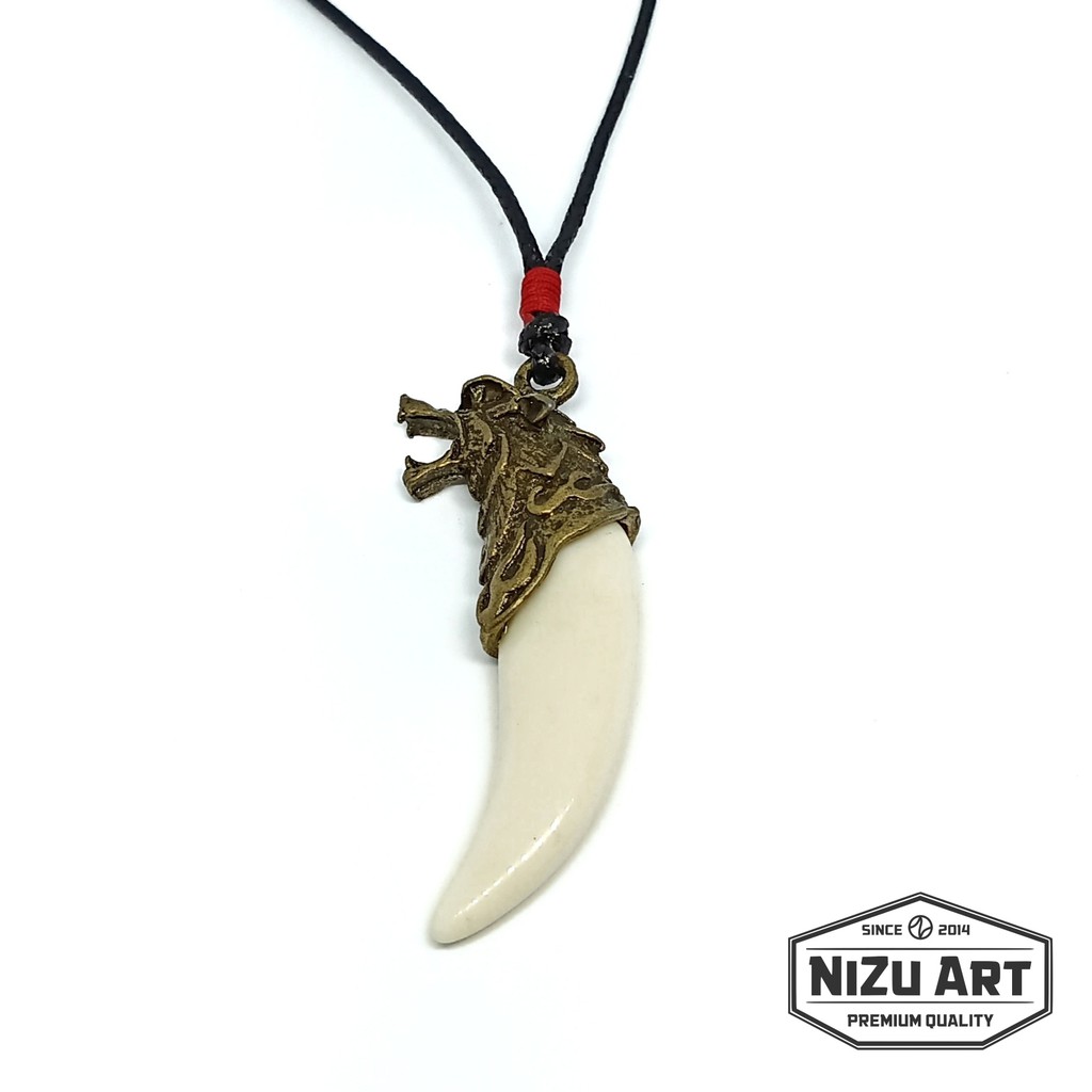 Kalung Taring Singa Serigala Naga Pria Wanita Tali Handmade