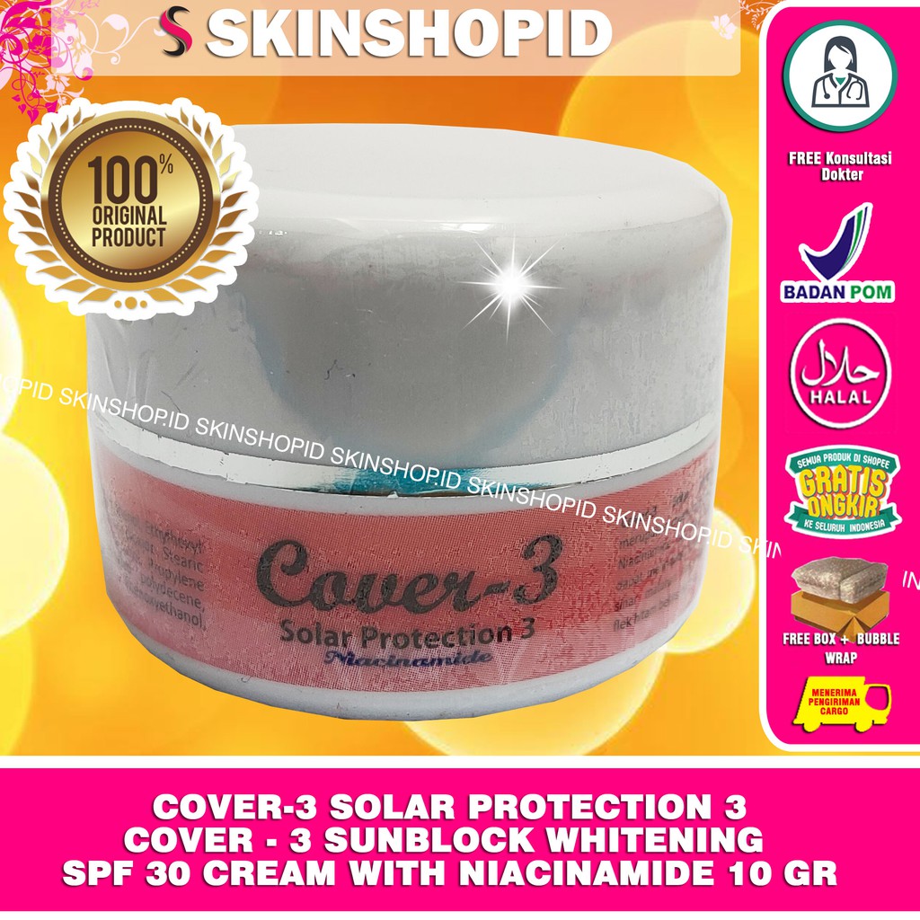 Cover-3 Solar Protection 3 - cover - 3 Sunblock whitening spf 30 cream with Niacinamide 10 gr