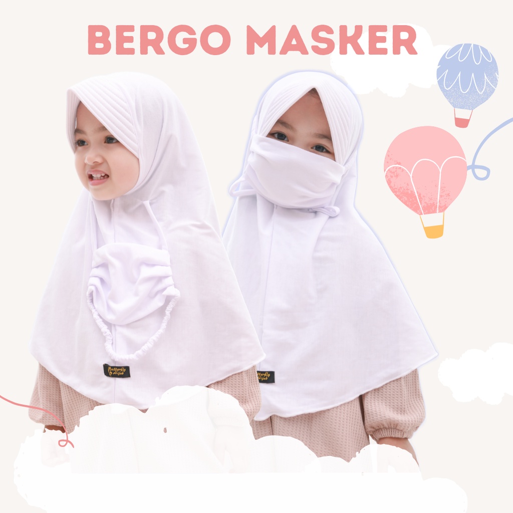 Hijab Anak Bergo Masker Anak Bahan Kaos PE