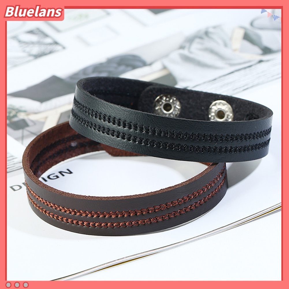 Bluelans Vintage Men Women Embroidery Faux Leather Bracelet Wrist Bangle Jewelry Gifts