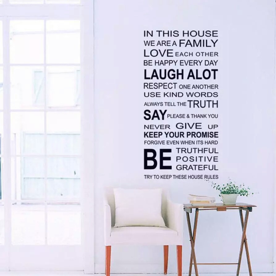 RELIZA WALLSTICKER QUOTES IN THIS HOUSE WE ARE FAMILY HITAM STIKER DINDING