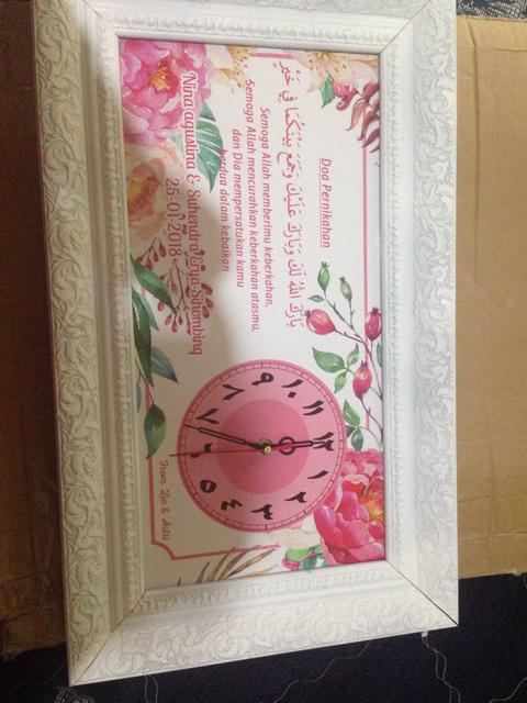 Hiasan Jam Dinding Doa Pernikahan Untuk Kado Wedding Shabby Chic Water Color  Frame Ukir Uk 20x40