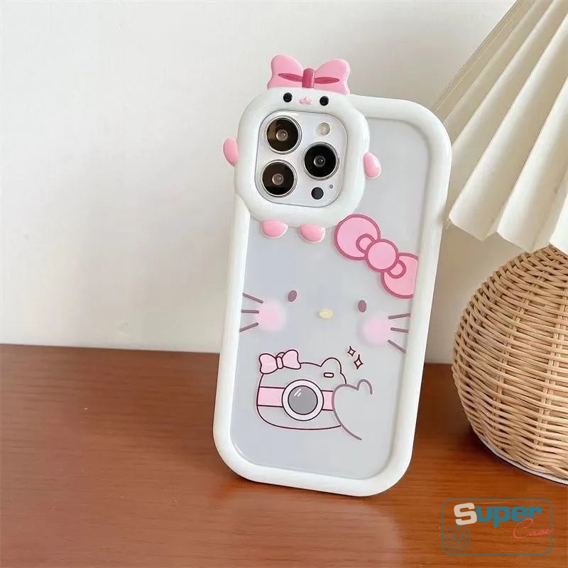 Case Kartun Hello Kitty Lucu Samsung A04E A14 A04 A12 A52 A32 A03s A13 A04s A53 A03 A73 A23 A22 A02s A50 A51 A52s A50s A21s A71 A11 M22 A33 3D Bow-knot Little Monster Lens Case