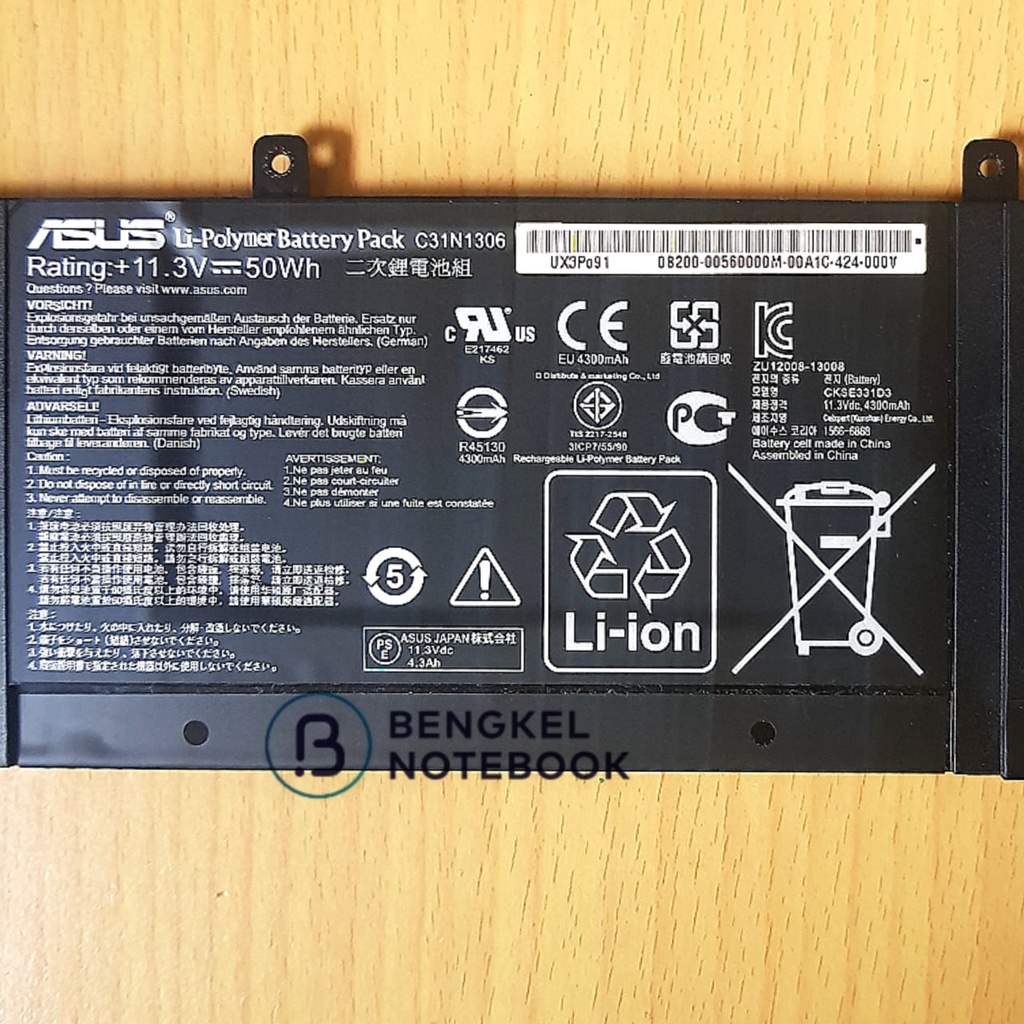 Baterai ASUS Zenbook UX302 UX302LA C31N1306 Original