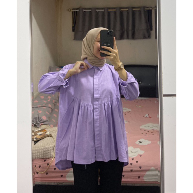 BEFAST - ZFS OOTD Kemeja OCHIA / CISS OVERSIZE SHIRT / Kemeja Oversize Wanita / Hem Kekinian Wanita Casual / Fashion Wanita Trendy / Kemeja Jumbo Maxy / Pakaian Kerja Wanita / Hem Polos Lengan Panjang / Outfit Wanita Hijab