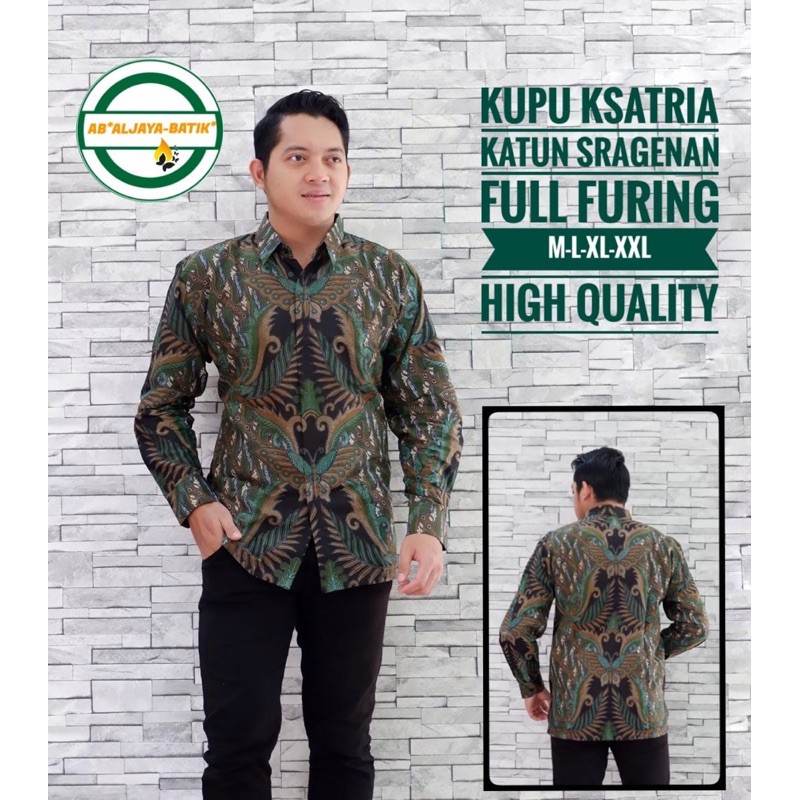 BATIK PRIA KUPU KSATRIA LAPIS FURING KATUN HALUS SIZE M-XXL HIGH QUALITY ASLI SOLO