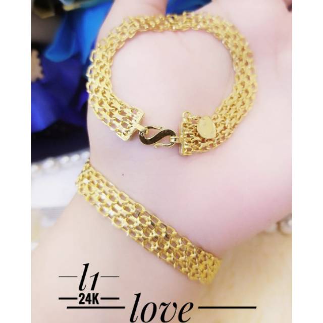 TERMURAH Set Perhiasan Lapis Emas 24 Karat Cincin Gelang Rantai Krepyak 1 Pcs Xuping Gold Titanium