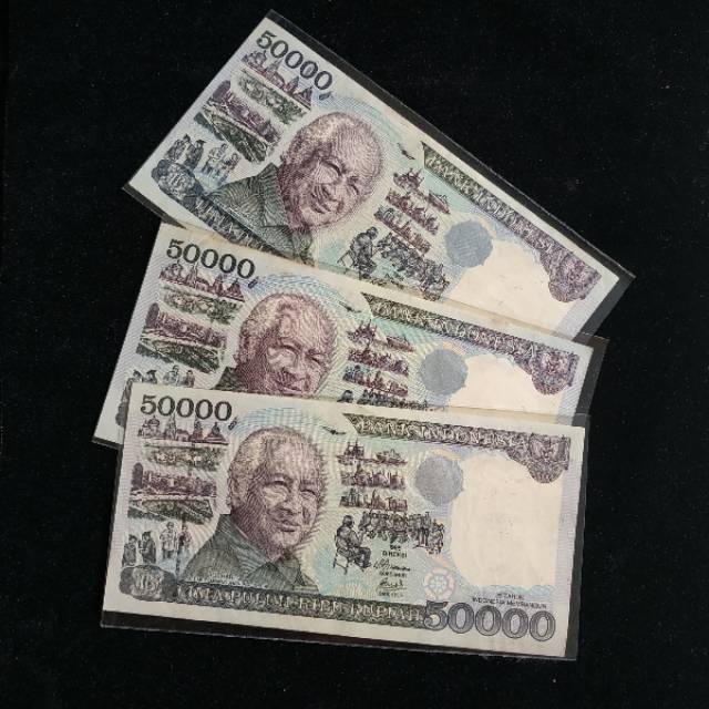 Uang Kuno Rp. 50000 50rb rupiah Soeharto Pak Harto Soeharto Mesem Asli Lima Puluh Ribu Rupiah