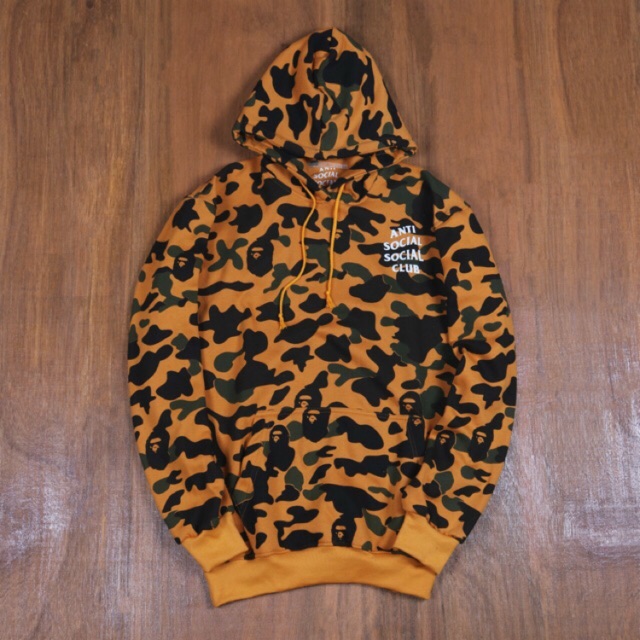 JAKET SWEATER HOODIE ANTI SOCIAL SOCIAL CLUB X BAPE ORANGE PREMIUM