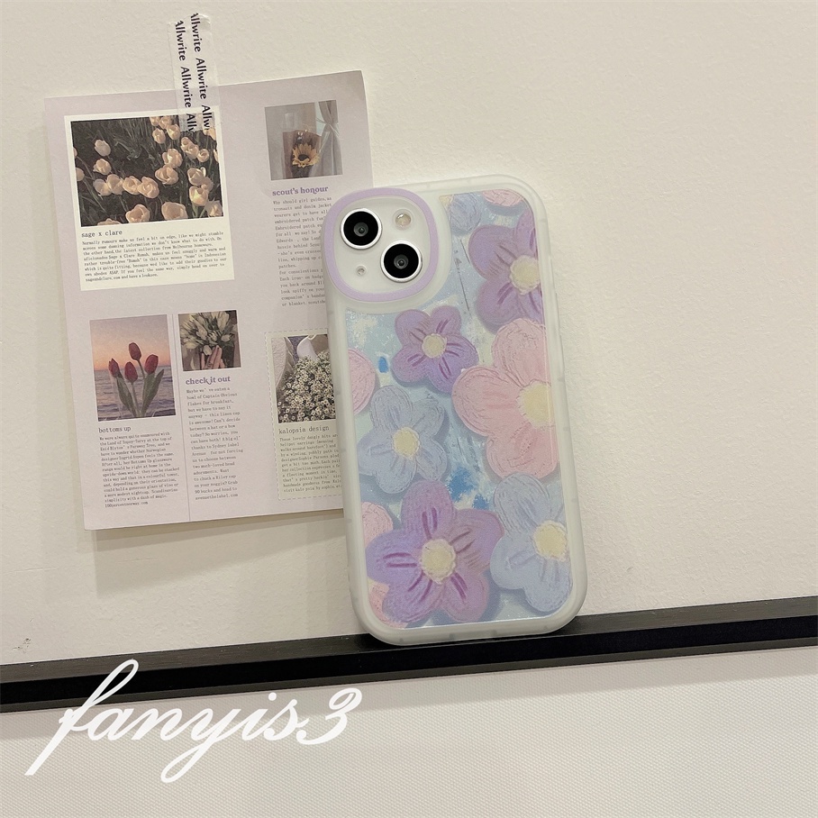 Redmi A1 10C 10A 10 9A 9C 9 9T Note 11s 10s 9s 11 10 9 8 Pro Poco X3NFC X3Pro X3 Mi 11T 12 Pro 11Lite 10 Purple Oil Painting Flowers Phone Case Clear Soft Protective Cover