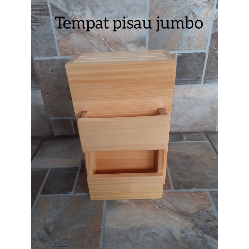 Tempat Pisau Kayu Jumbo/ Tempat Pisau Jumbo + Talenan / Tempat Pisau Daging