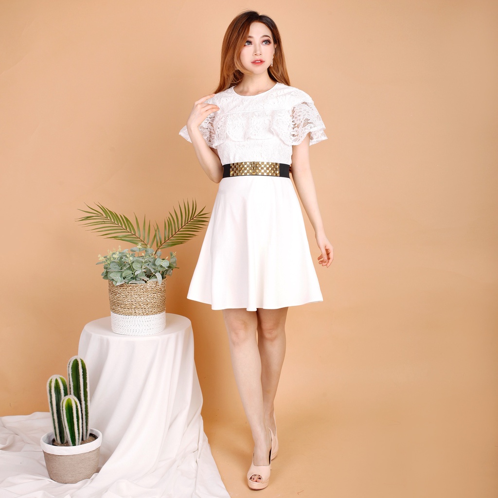 Kathryn collection # 134, Dres mekar scuba import premium kombinasi brukat gliter free belt