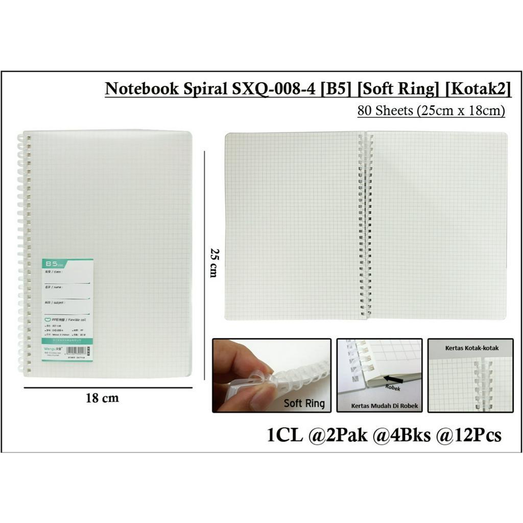 

buku soft ring isi 80 lembar grif kotak 2 B5 anti sakit tangan