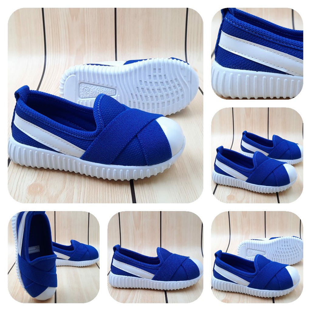 Sepatu Anak Perempuan Usia 2 3 6 7 Tahun BIRU - Sepatu Anak Cewek slip On Sporty Alas Karet Size 22 - 35