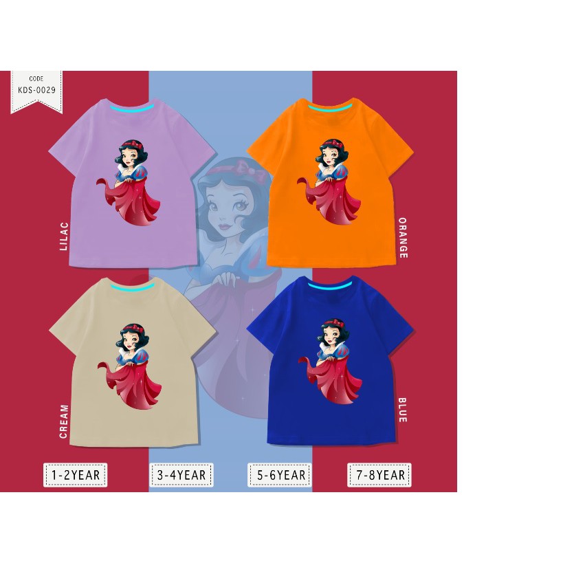 Baju Anak 1-8thn / Kaos Distro DTF Anak Princess Perempuan / Unisex / Motif / SNOW WHITE