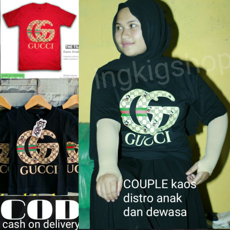 BAJU COUPLE Kaos Distro Anak Cewek Cowok GUCCI The tsaiby original