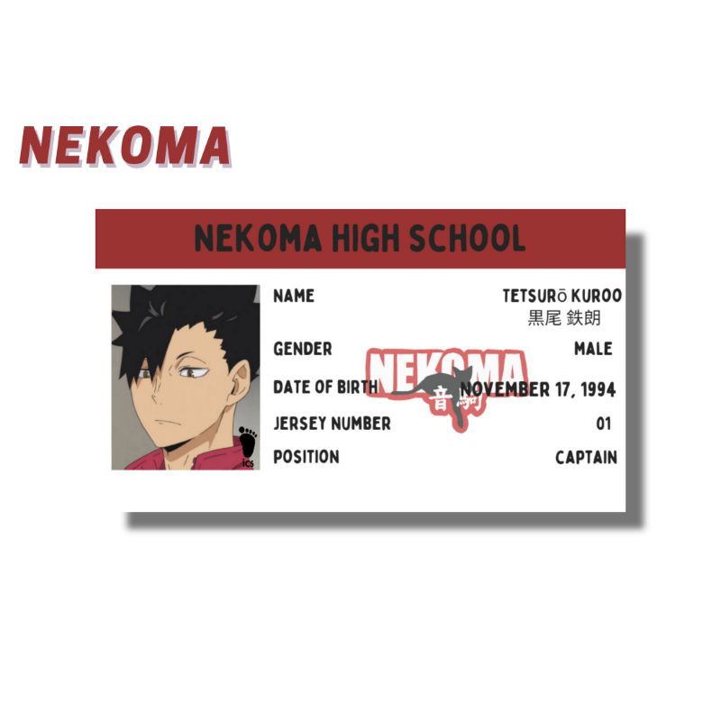 haikyuu student id card nekoma ver. (min. 6pcs)