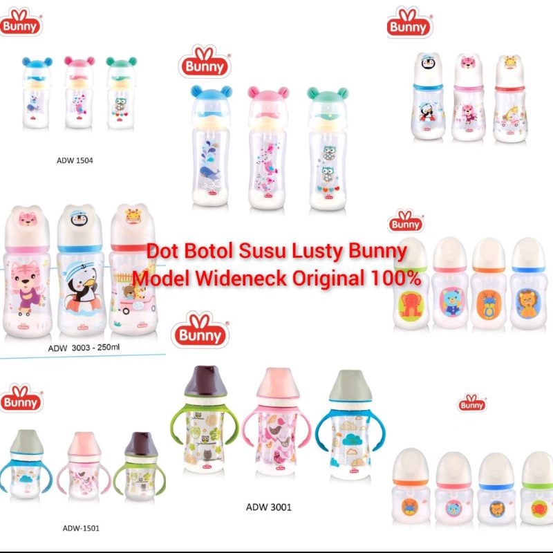 Botol Dot Susu Lusty Bunny Model Wideneck Wide Neck Leher Lebar Original Lustybunny