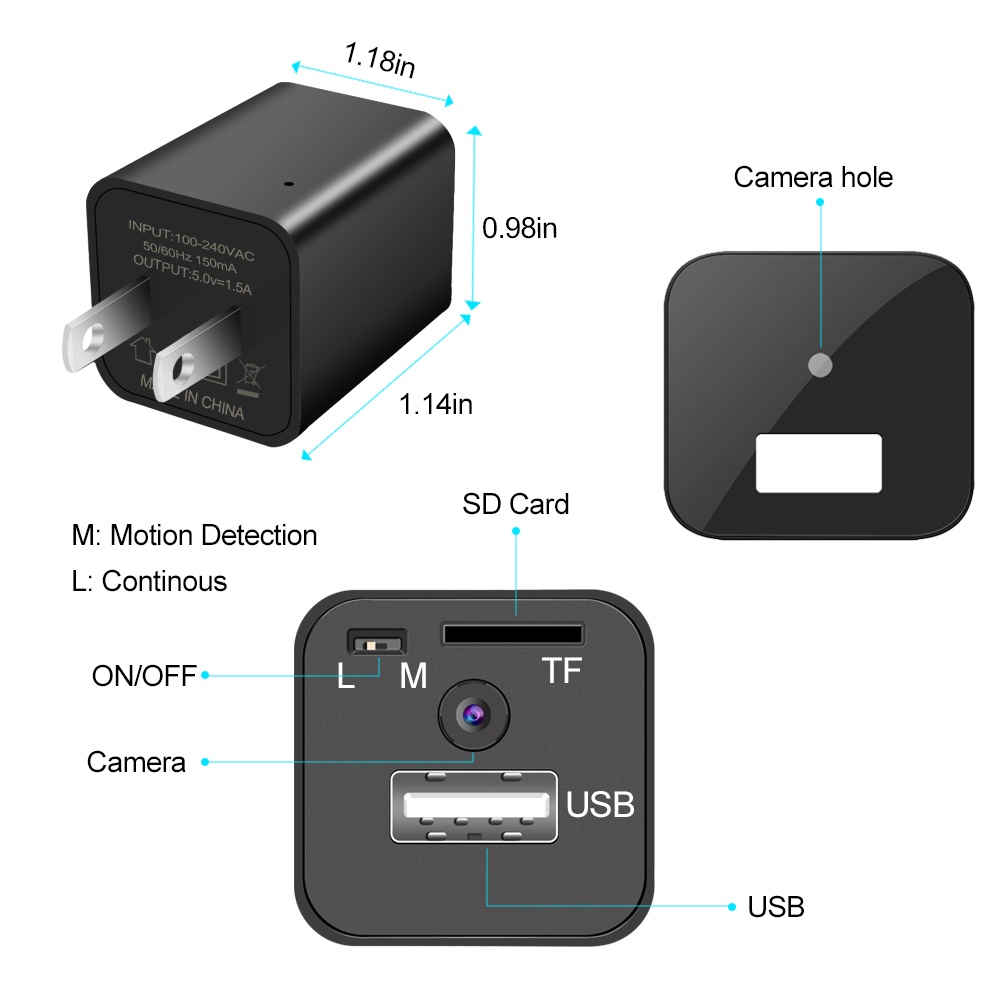 Spy Camera USB Charger Adaptor Wireless HD - Hidden Camera - Kamera Tersembunyi Model Adaptor Wifi