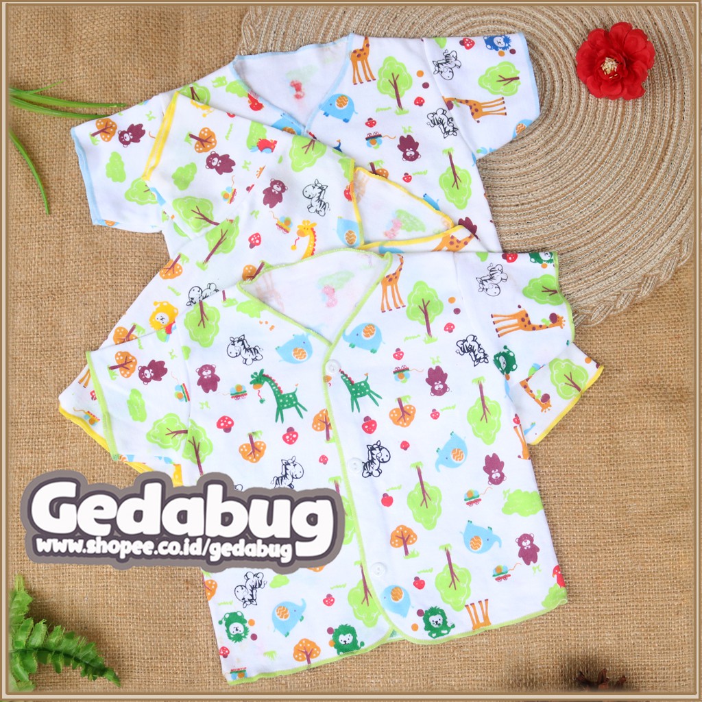 Baju Bayi Lengan Pendek Newborn Wiedy Motif Animal Putih