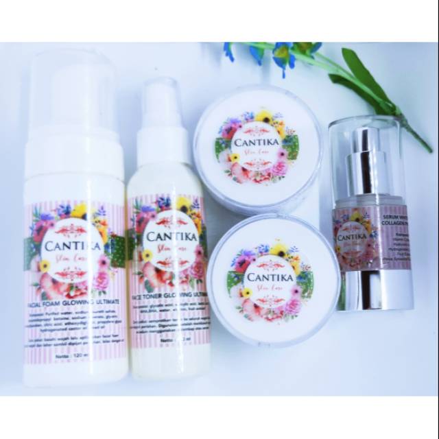 Paket Cantika skincare glowing ultimate plus serum collagen premium