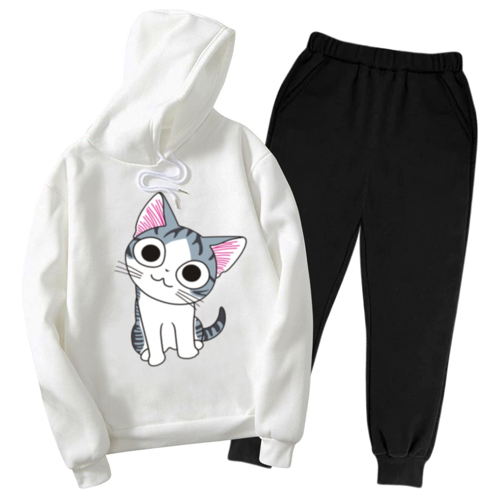 Bess - Setelan Set Jogger Wanita / Setelan Set Hoodie KIKU CAT