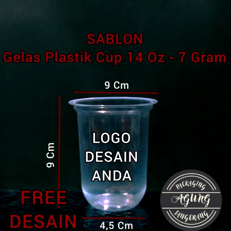 Sablon Gelas Plastik Cup 14 Oz Oval