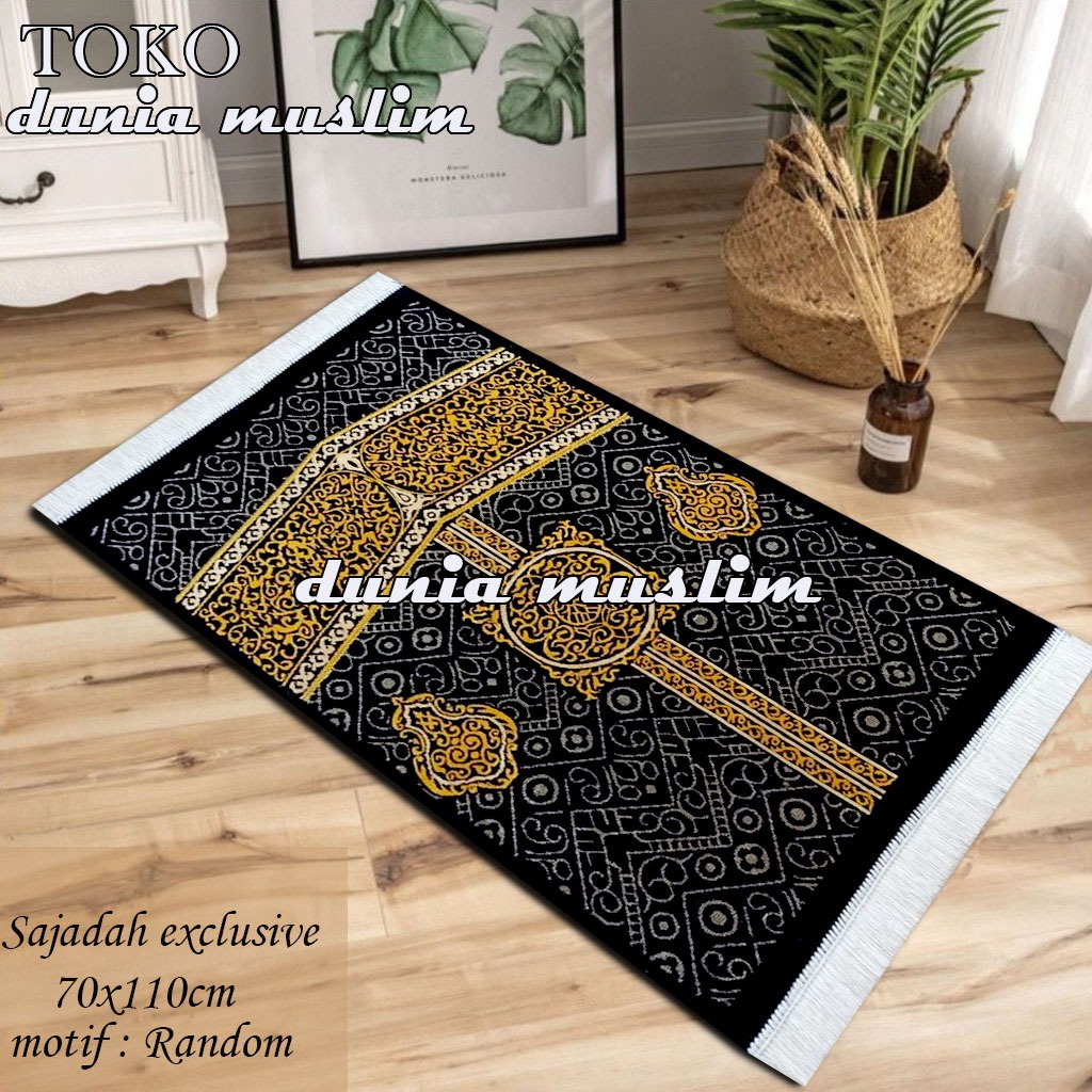 Sajadah Hitam Turki Premium bahan Halus lembut 70x 110 cm By Dunia Muslim