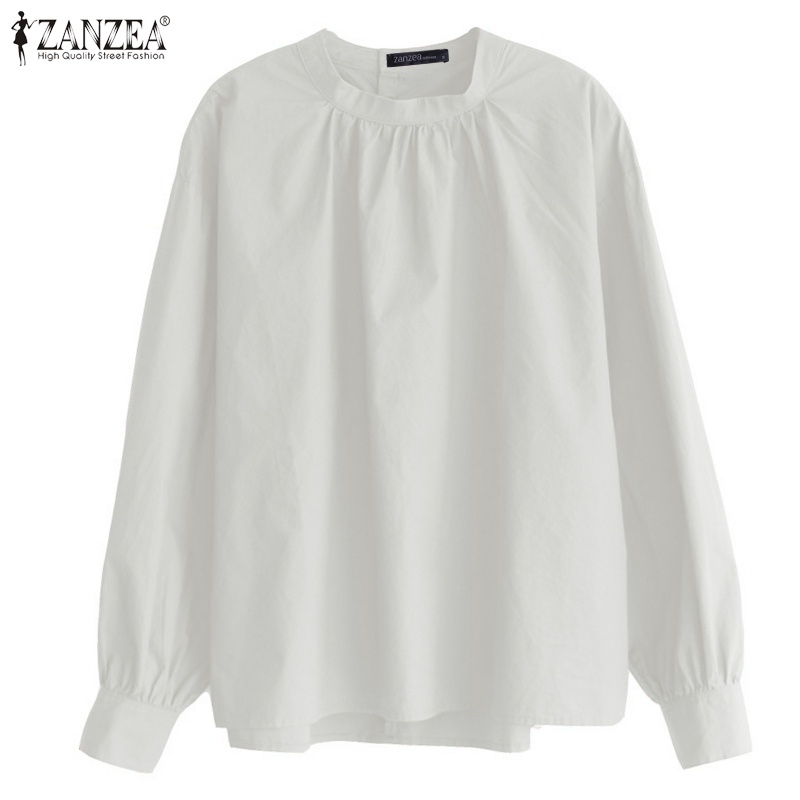 ZANZEA Women Long Sleeve Casual Loose O Neck Plus Size Blouse