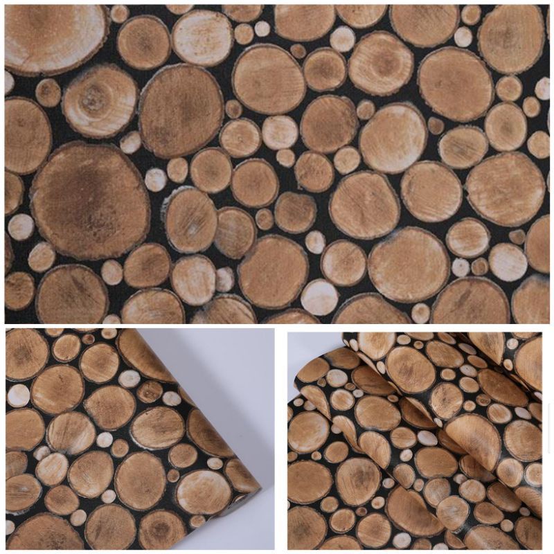 Wallpaper Dinding Kayu Potongan Bulat Terbaru Elegan Mewah
